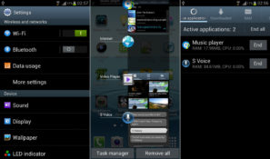 Samsung Galaxy S3 settings and task manager