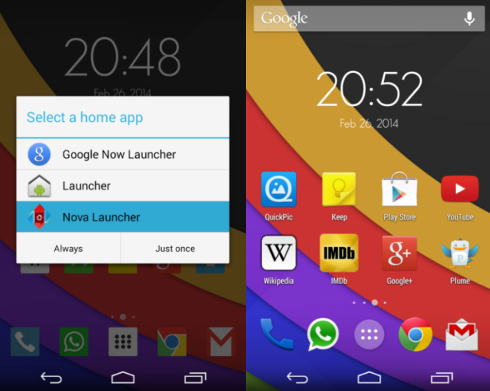 Hemskärmsappen Google Now Launcher försvinner, slutar fungera