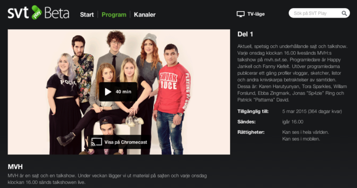 Beta av SVT Play får Chromecast-stöd på webben
