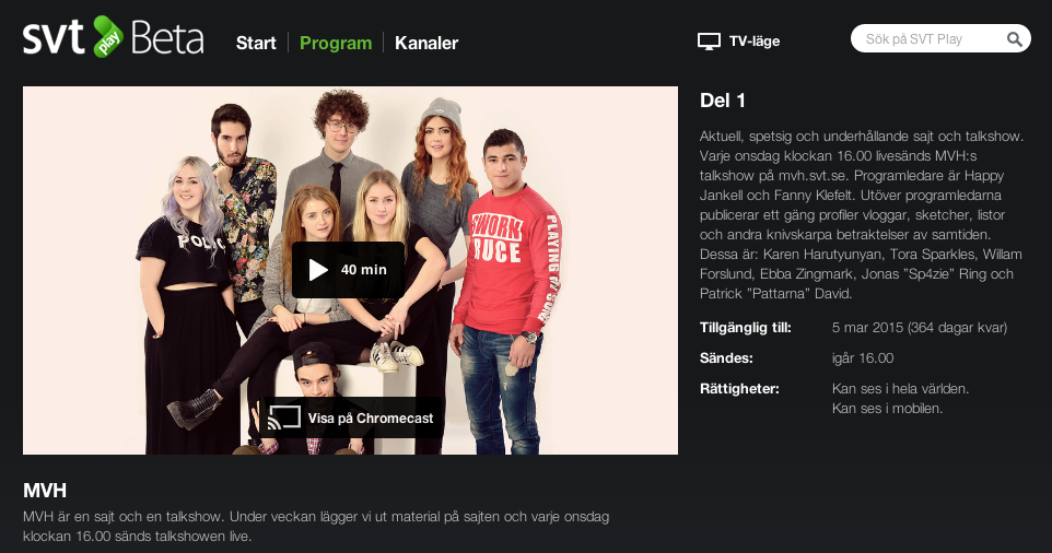 SVT Play får Chromecast-stöd på webben Swedroid