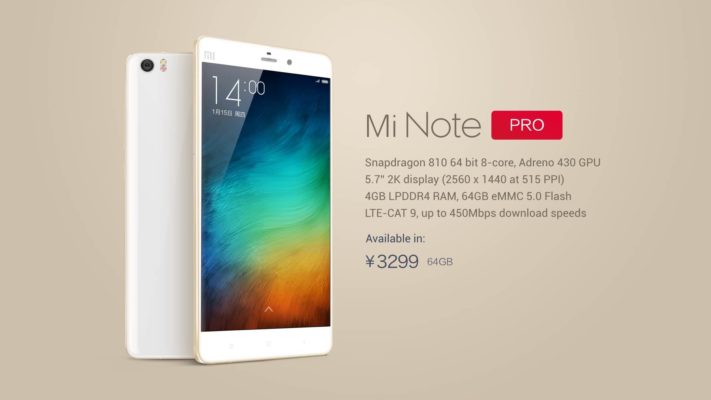 Xiaomi tillkännager Note Pro med WQHD, Snapdragon 810 och 4GB RAM