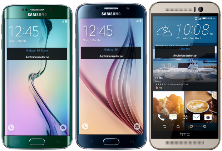 Storleksjämförelser med Galaxy S6 och HTC One M9