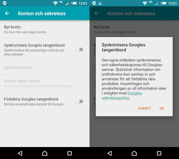 Nu kan Google Keyboard spara din ordlista i molnet