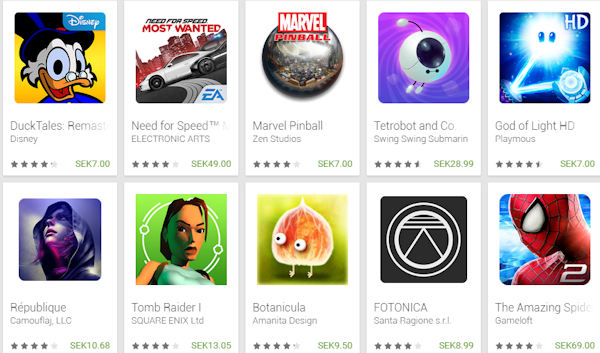 Sommarrea på spel i Play Store, upp till 90% rabatt