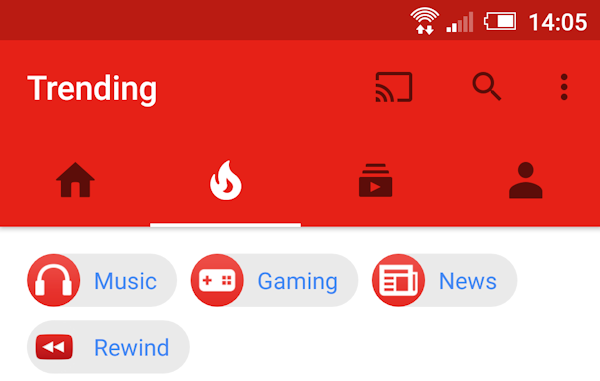 YouTube-appen får flik för trender