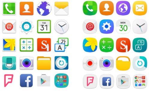 Samsung har finslipat TouchWiz, alla ikoner har samma form