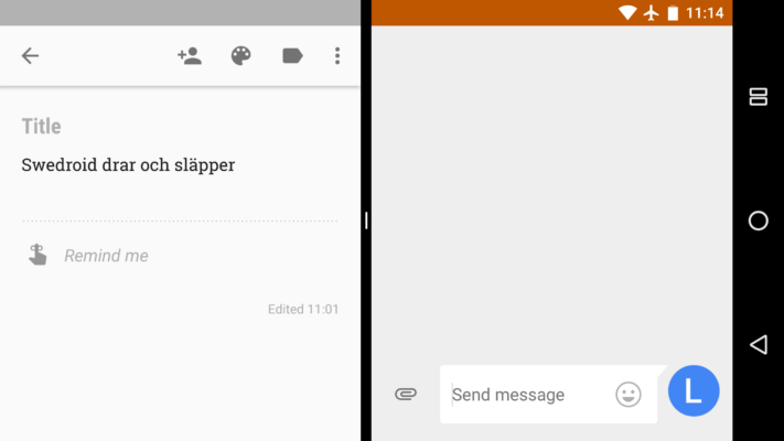 Du kan dra och släppa text mellan fönster i Android N