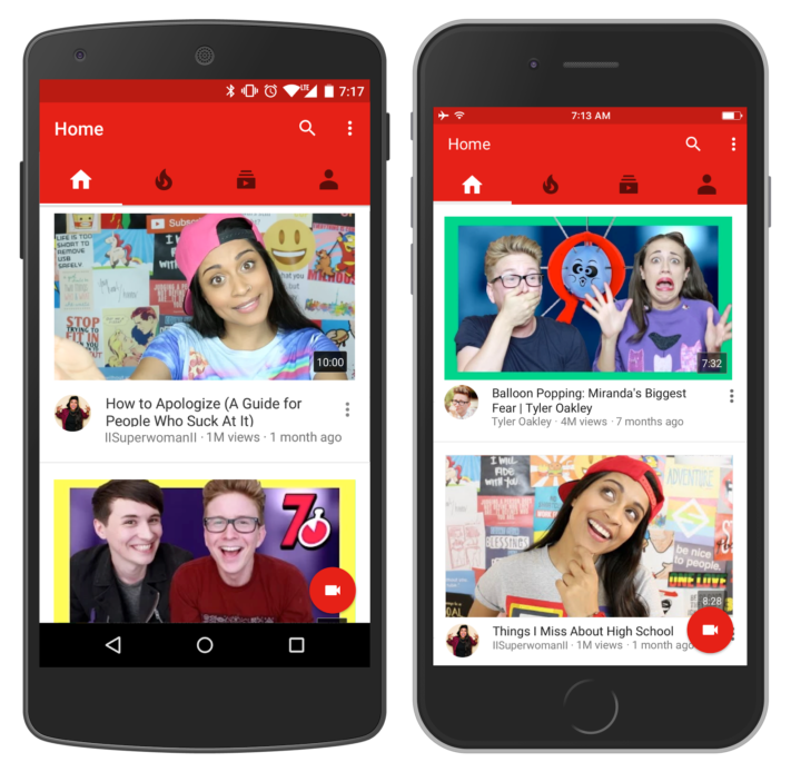 Google gör om YouTube-appens hemflik