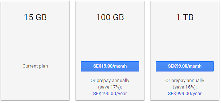 Nu går det att betala för lagring på Google Drive årsvis