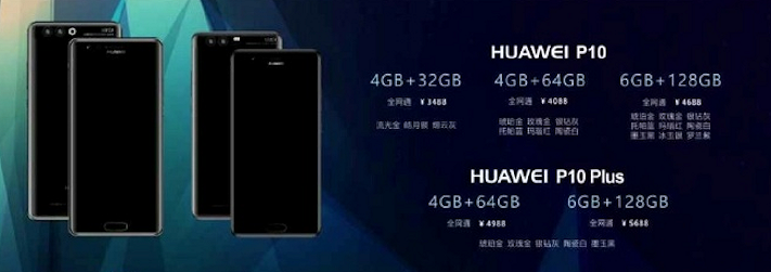 Rykte om prissättningen för Huawei P10 och P10 Plus