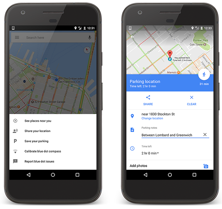 Google Maps kommer ihåg var du parkerade