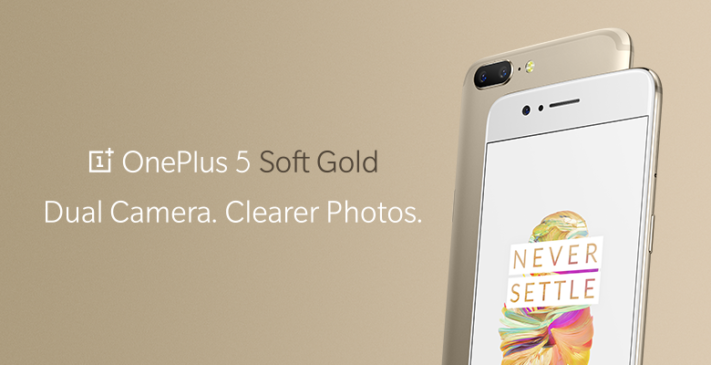 OnePlus 5 finns nu tillgänglig i färgen ”Soft Gold”