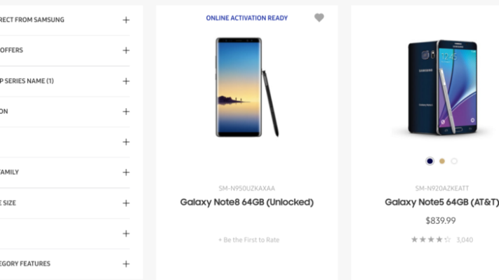 Galaxy Note 8 dök upp på Samsungs hemsida, försvann snabbt