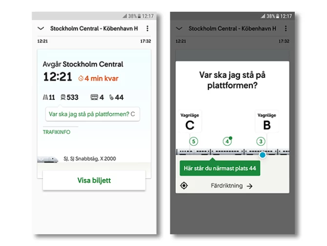 SJ-appen börjar berätta var du ska stå på plattformen