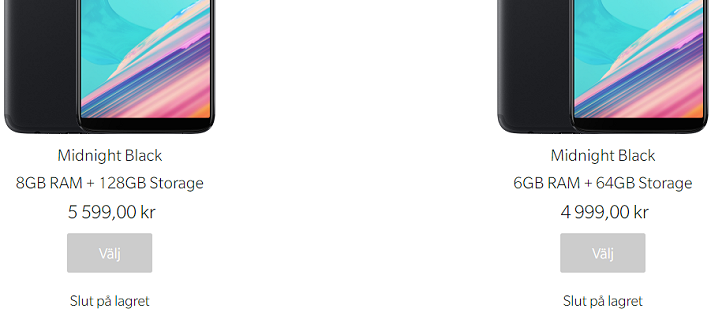 OnePlus 5T slut på lagret