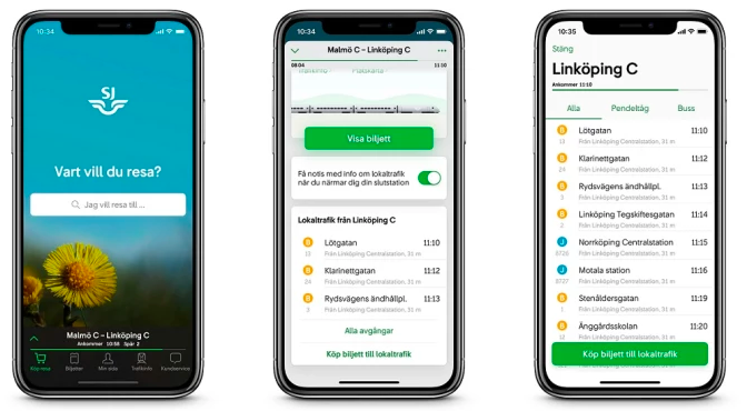 Anslutningsguiden i SJ:s app gör det enklare att resa vidare