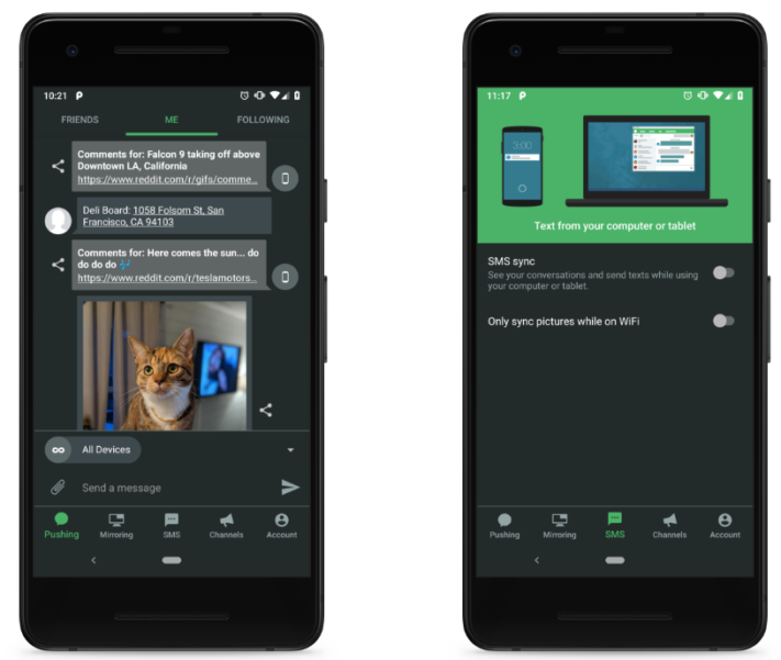 Pushbullet får nytt gränssnitt med mörkt tema