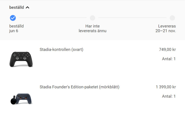 Google Stadia kan levereras redan i början av november