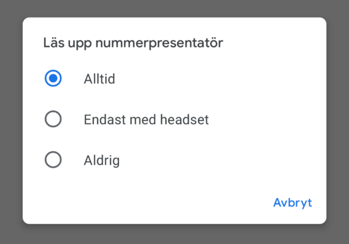 Googles telefon-app kan nu läsa upp namnet på den som ringer