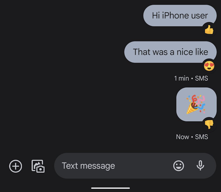 Google Messages börjar visa emojireaktioner från Iphones