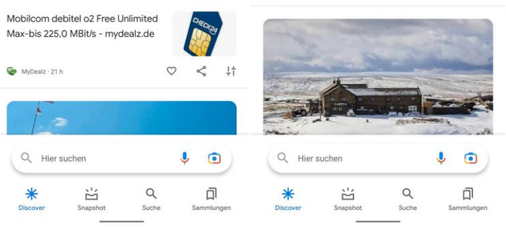 Google-appen flyttar ned sökfältet