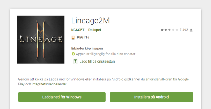 En ”ladda ned för Windows”-knapp har påträffats i Google Play