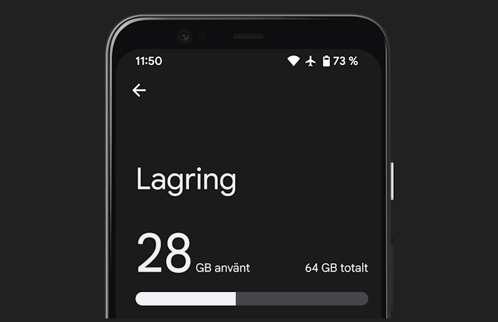 Hur mycket inbyggd lagring har din telefon?