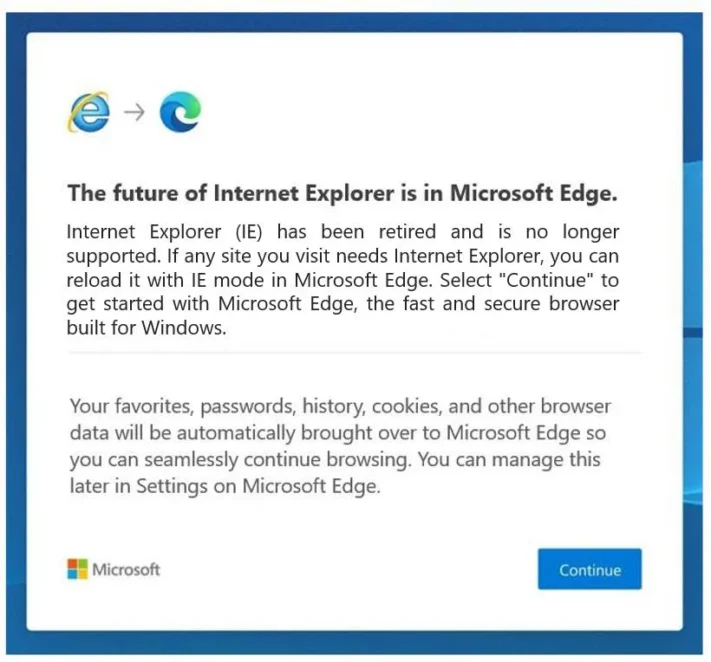 Vila i frid, Internet Explorer