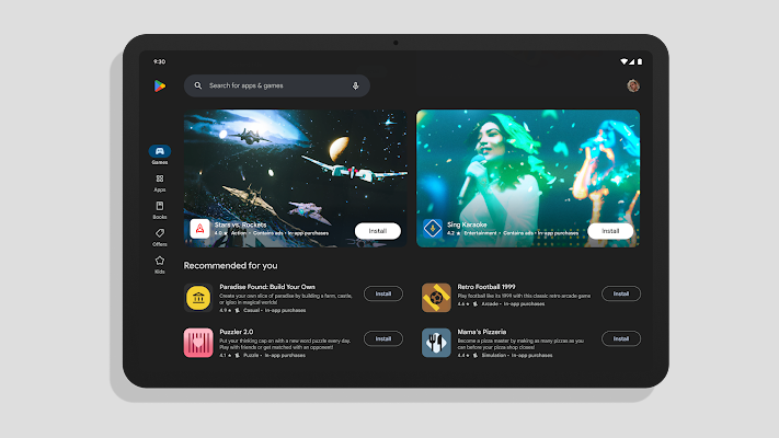 Google delar bild på nya Play Store för surfplattor