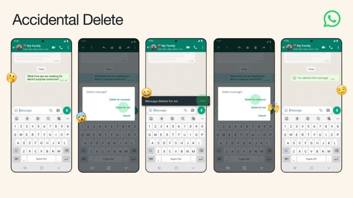 WhatsApp låter användare ångra ”radera för mig” så meddelanden kan raderas för alla