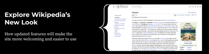Wikipedia får ny design på webben för första gången på över tio år