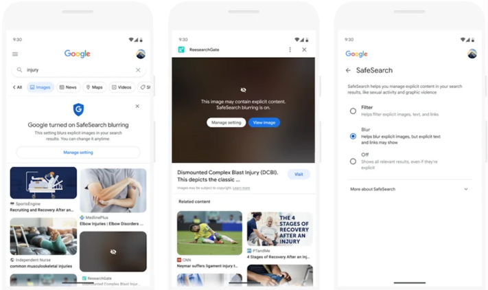 Google kommer dölja potentiellt stötande bilder som standard