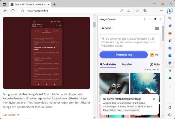 Nu kan Edge för PC användas till att skapa bilder