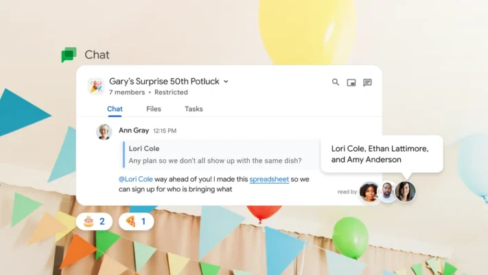 Google påpekar att Chat kan användas av ”familj och vänner”, introducerar nyheter