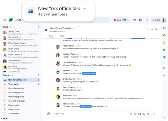Rummen i Google Chat kan nu ha 50 000 medlemmar