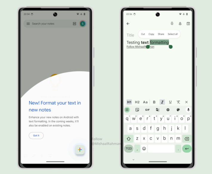 Google Keep får textformatering och versionshistorik