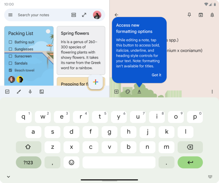Google tillkännager textformatering i Keep