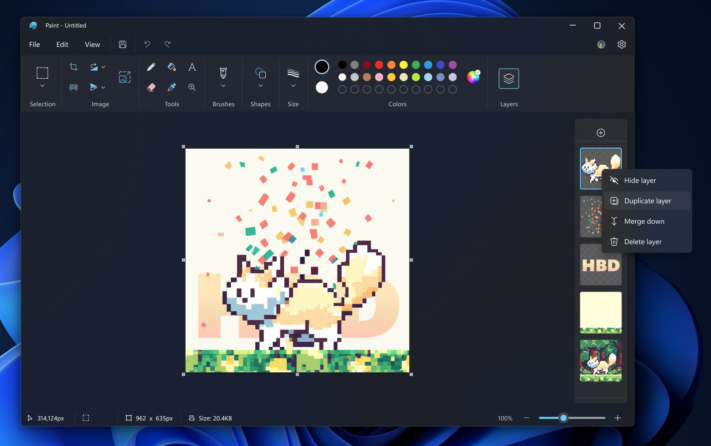 Microsoft Paint kommer få stöd för lager och transparens