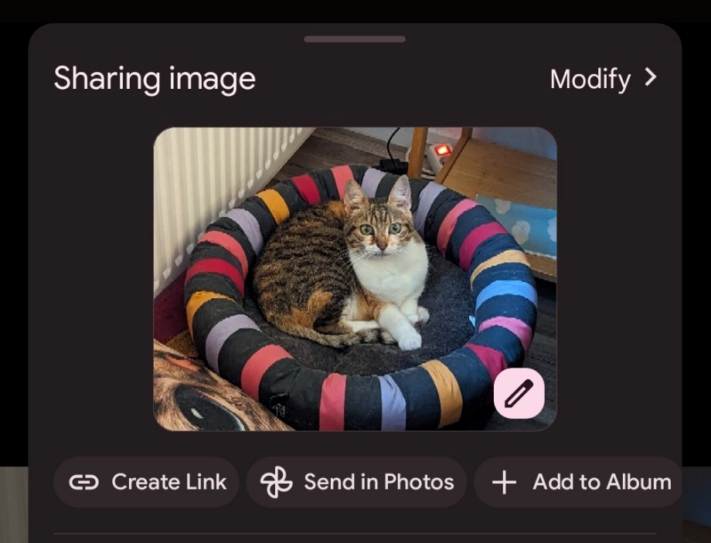 Google Photos har bytt till standard-delningsmenyn i Android 14