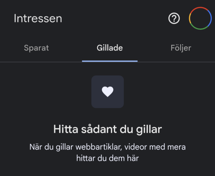 Google-appen börjar visa ”gillade” artiklar och videor