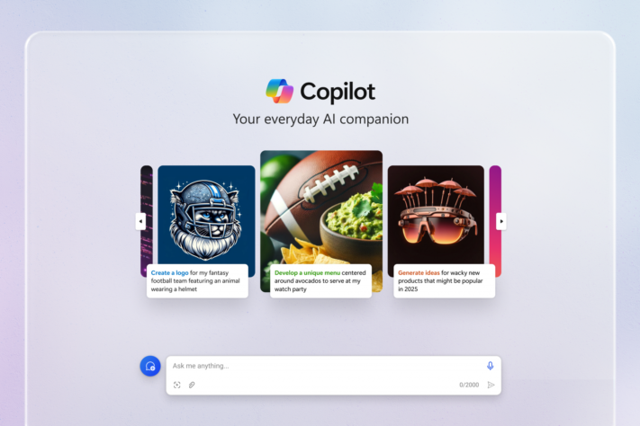 Microsoft Copilot får ny design och karusell med förslag