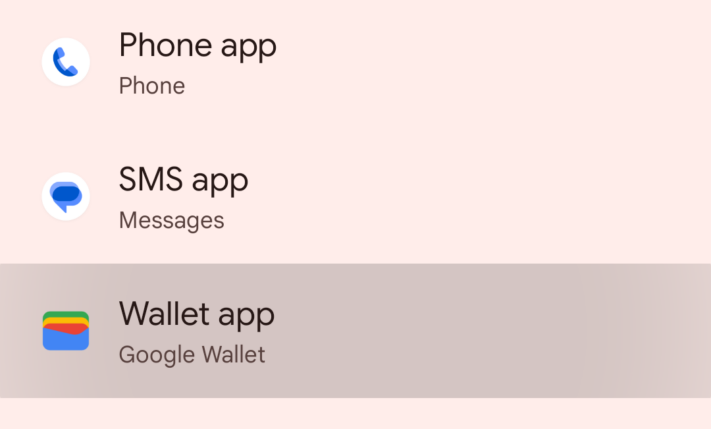 Android 15 kan ange standardapp för digital plånbok