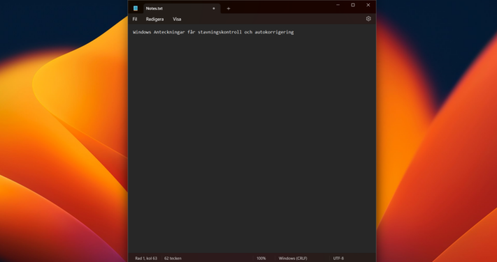 Windows Anteckningar får stavningskontroll och autokorrigering