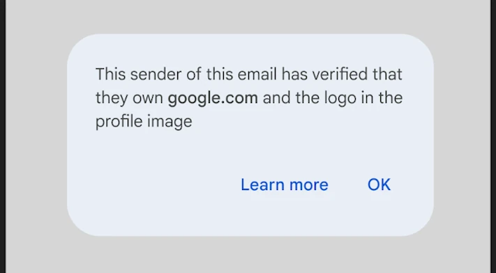 Gmail för Android ger verifierade avsändare blå symbol