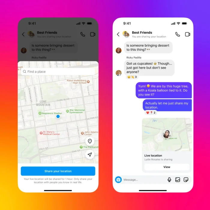 Instagram börjar stödja platsdelning i realtid i direktmeddelanden