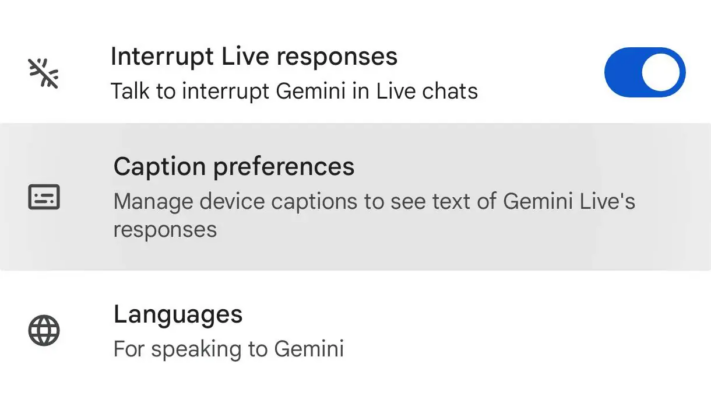 Ny inställning för Gemini Live visar vad som sägs