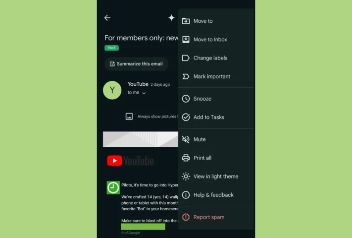 Gmail-appen börjar visa ikoner i menyn