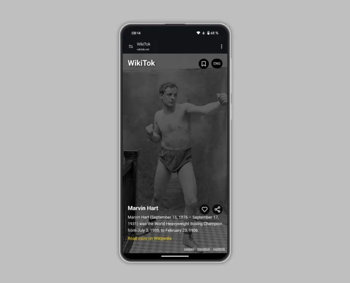 Wikitok visar Wikipedia-artiklar i Tiktok-liknande flöde