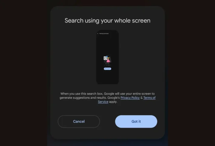 Circle to Search börjar fånga hela skärmen automatiskt